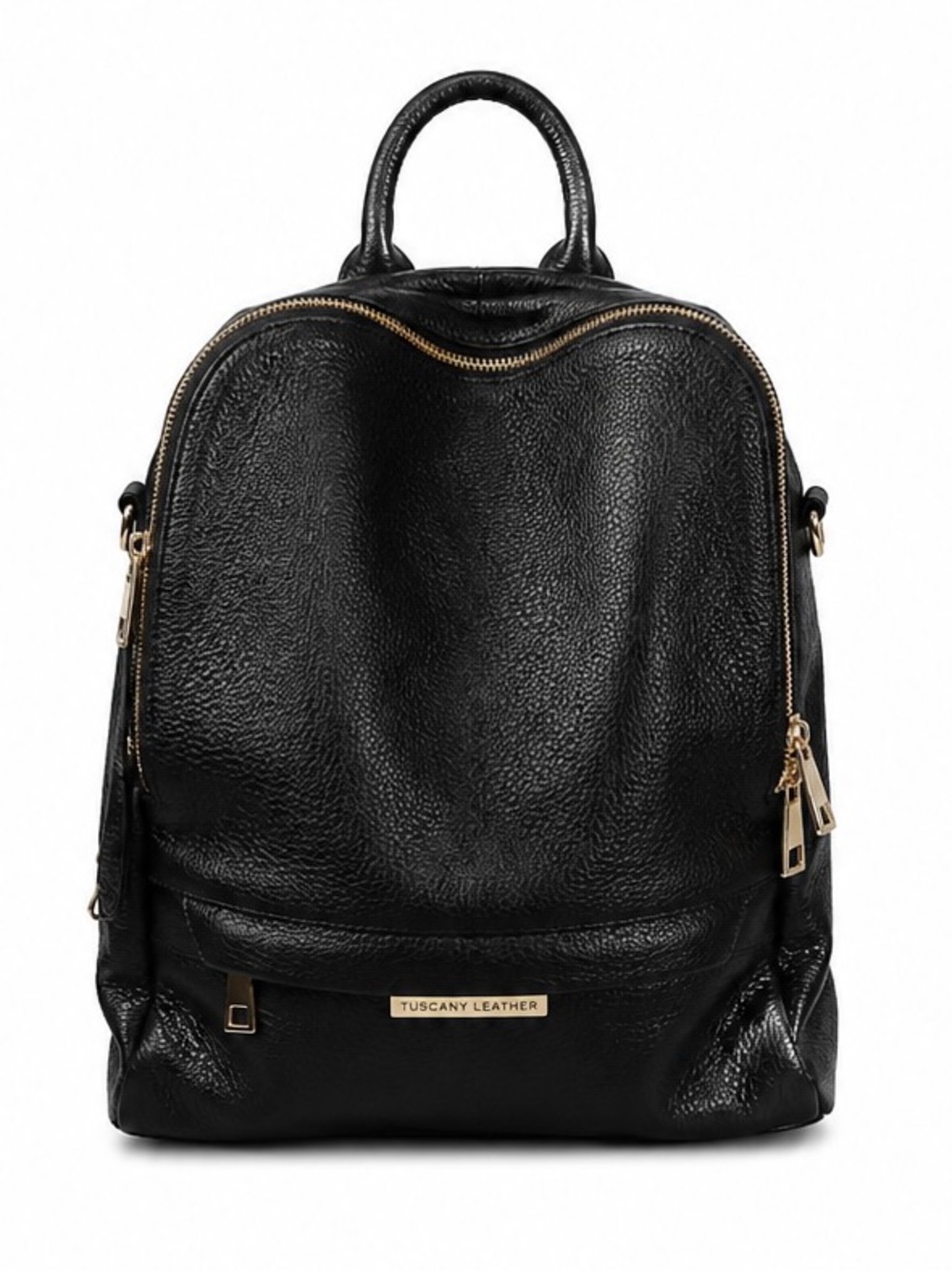 Tuscany Leather Black Pebbled Leather Backpack